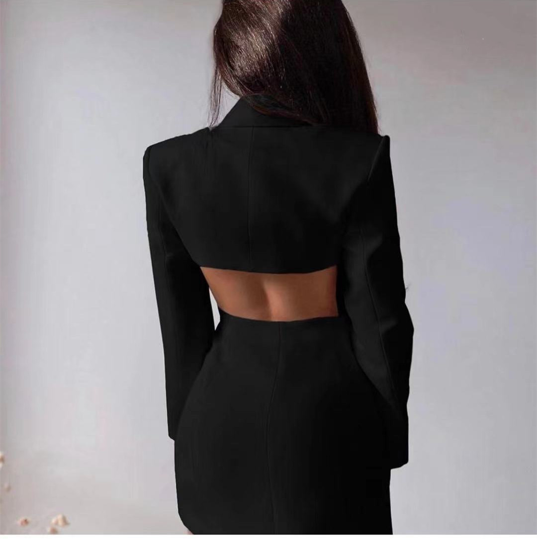 Autumn New European and American Commuter Backless Double-Breasted Suit Skirt Wish Amazon Ins Suit Wholesale