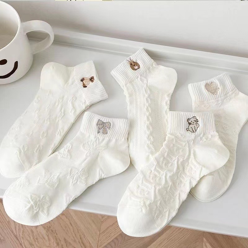 White Socks Women's Short Socks Cute Japanese Summer Thin ins Fashionable Low Top Korean Style Boat Socks Women's Spring and Autumn Short Socks