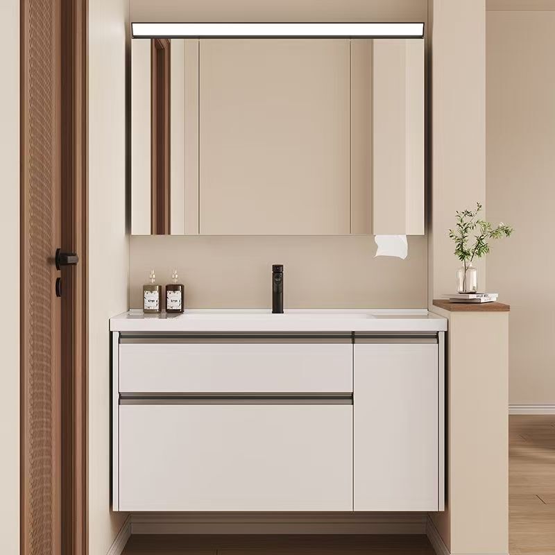 Pull-out basket bathroom cabinet with integrated ceramic basin, bathroom washbasin, hand-washing sink, integrated bathroom cabinet with washbasin Pull-out basket bathroom cabinet with integrated ceramic basin, bathroom washbasin, hand-washing sink, integrated bathroom cabinet with washbasin