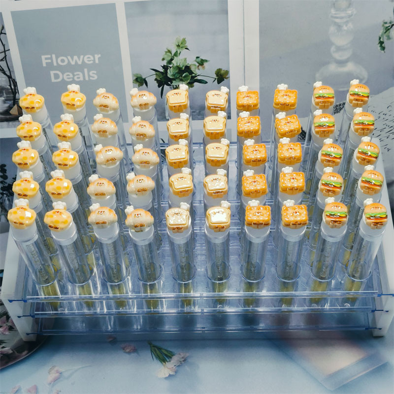 Cross-Border Cartoon Hamburger-Shaped Individually Packaged Disposable Eyelash Brush Transparent Test Tube Crystal Makeup Brush Eyelash Comb Tool