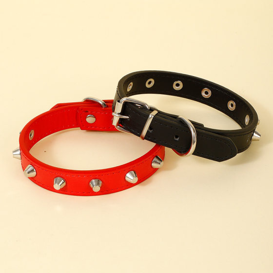 Carefully Selected Metal Buckle Leather Punk Rivet Pet Accessories Cat Necklace Wide Dog Pet Collar Choice