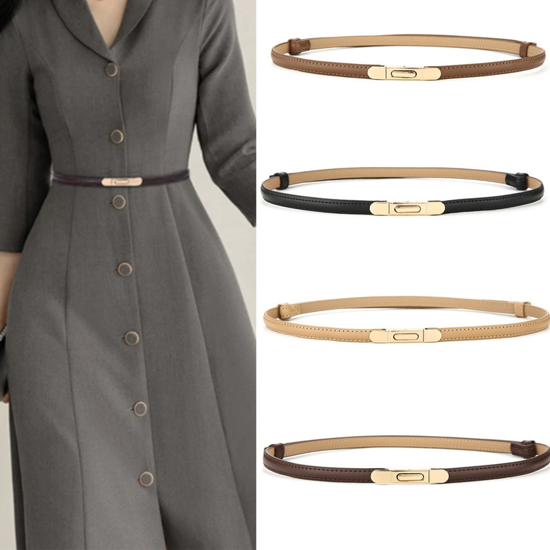 Women's Decorative Dress Belt, Thin Genuine Leather Belt, Simple and Versatile Korean Style Fashion with Skirt and Shirt Waist Chain