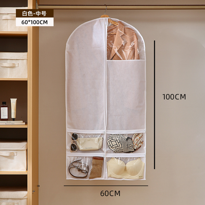 Nueva bolsa de polvo multifuncional con cuadrícula para ropa doméstica cubierta de polvo armario visual colgante artefacto de almacenamiento