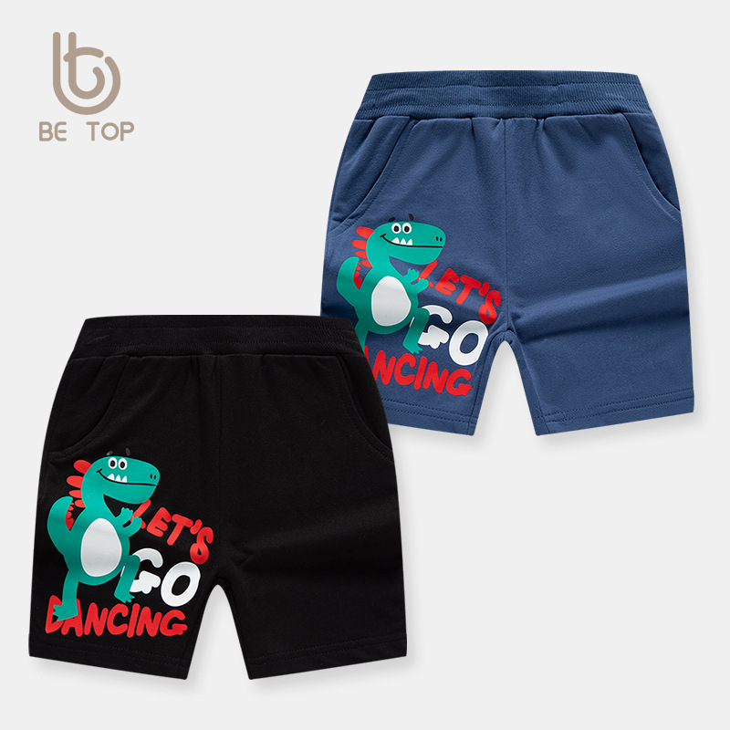 Pantalones cortos para niños, estilo coreano, verano 2025, dibujos animados de dinosaurios, ropa de verano para bebés, pantalones cortos de cinco puntos, venta al por mayor
