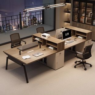 Light Luxury and Simple Staff Office Desk and Chair Combination Modern Office Desk Staff Station Six-Person Card Holder Financial Employee