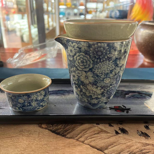Old Pottery Fair Cup Blue and White Public Cup Uniform Cup Crackle Nutrient Tea Ware Gongfu Tea Set Tea Sea Host Cup Tea Cup