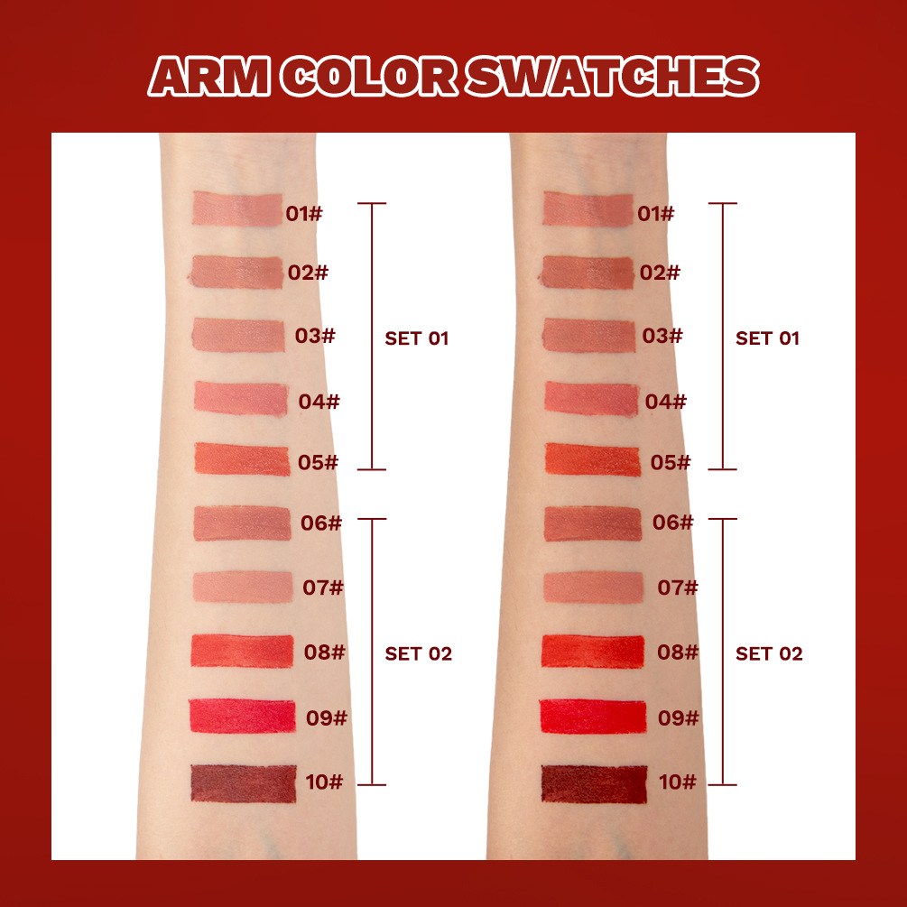 QIBEST matte velvet matte lipstick suit non-stick cup does not fade easy to color moisturizing lasting lipstick makeup