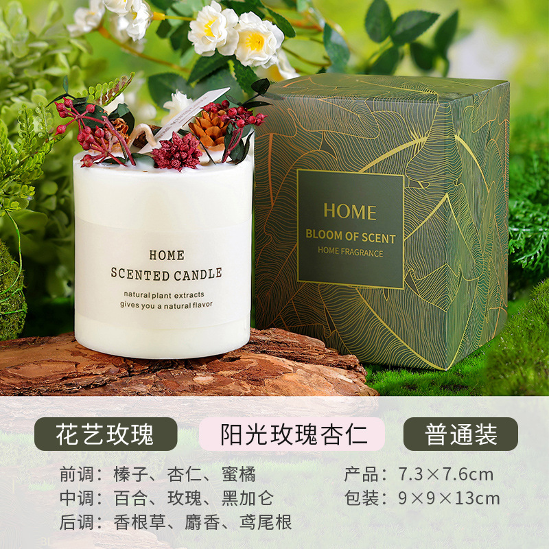 Mori flor seca aromaterapia vela al por mayor hecha a mano de cera de soja fragancia decoración romántica libre de humo incienso regalo