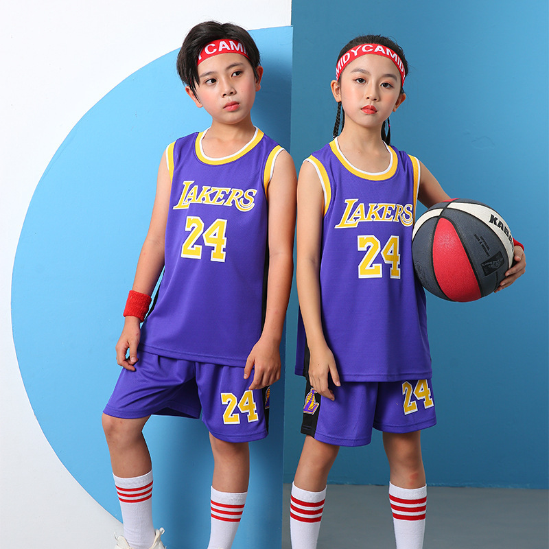 子供バスケットボールユニフォームスーツ男の子と女の子番号 24 コービーユニフォームジェームストレーニング幼稚園パフォーマンスユニフォームカスタマイズ|undefined