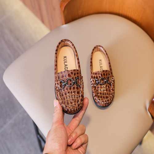 English-style children's leather shoes, retro Korean version, boys' single shoes, slip-on Loafers, kids'