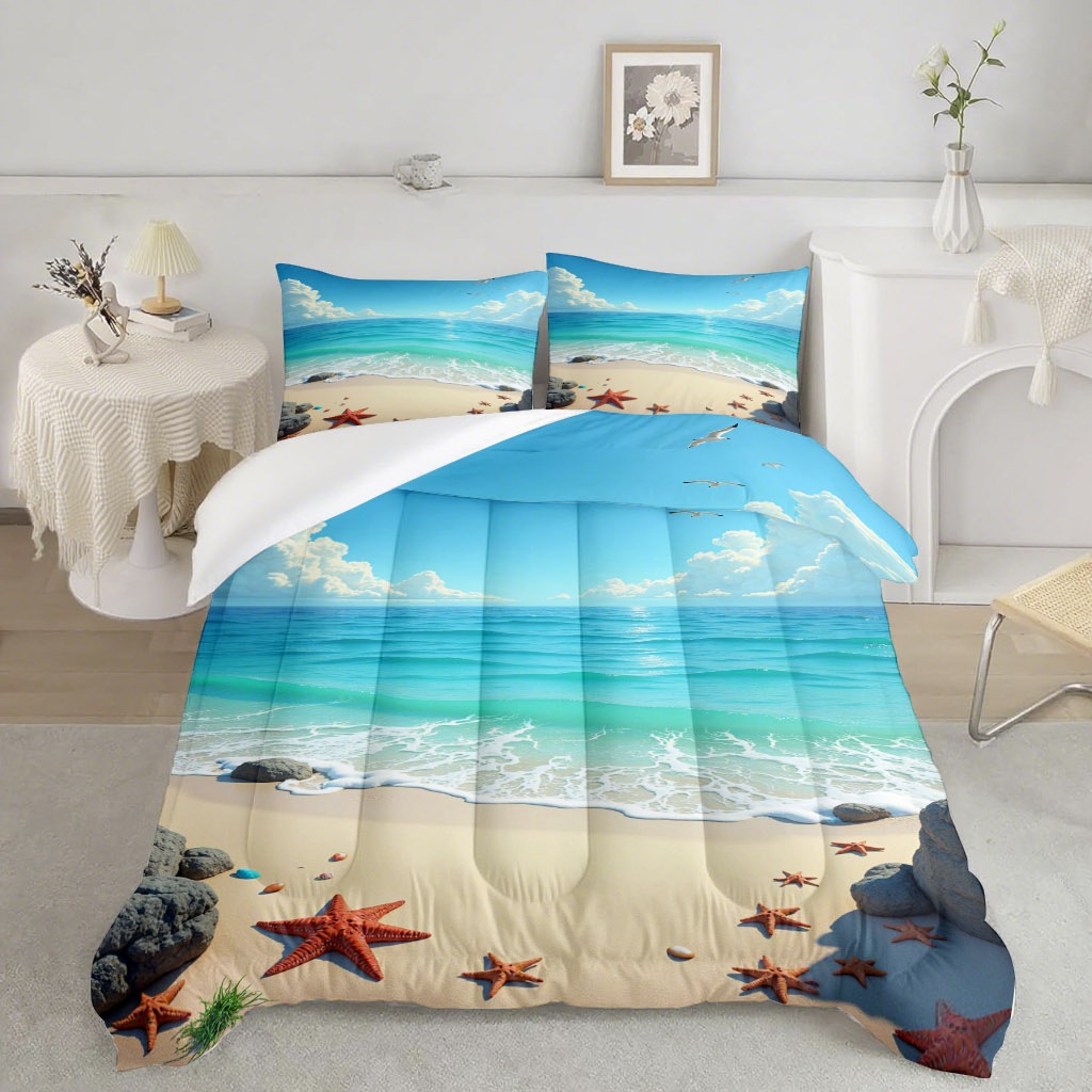 TEMU / JIT nuevo producto de impresión digital de alta definición con vistas al mar 180gms fabricantes de colcha de suministro directo a las figuras se pueden fijar