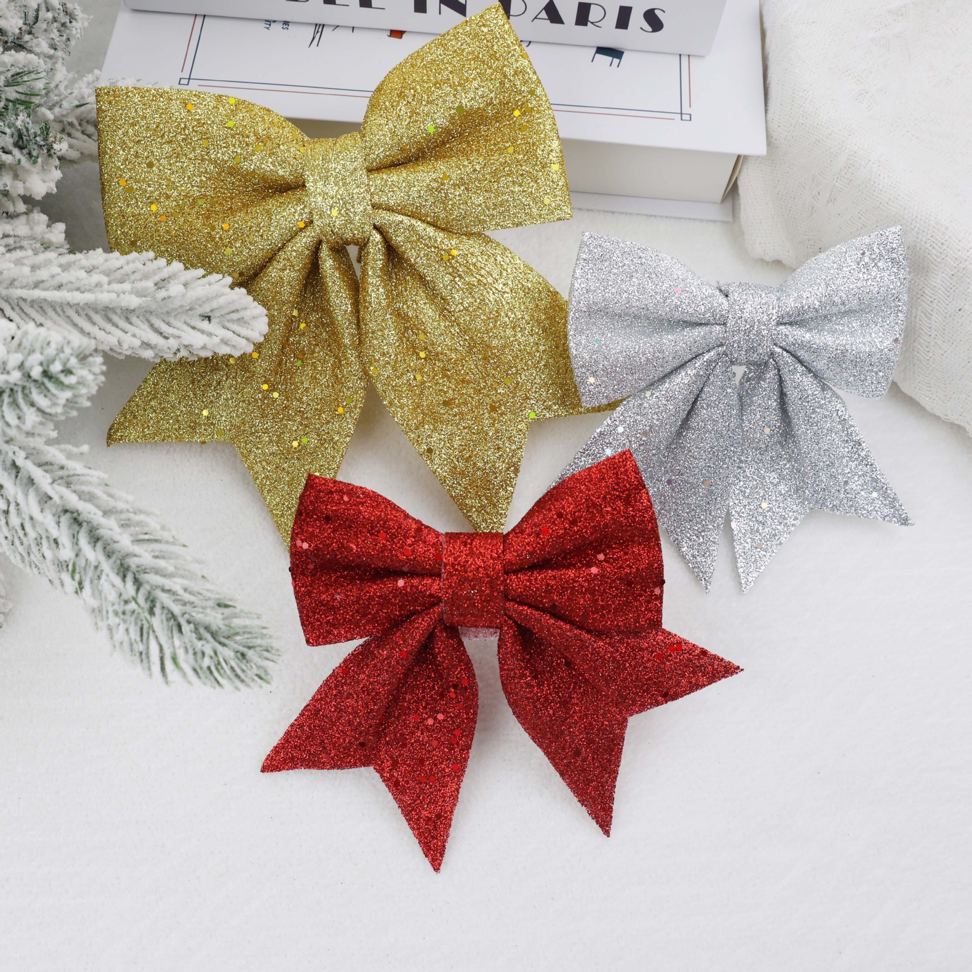 Christmas decorations with bow pearl