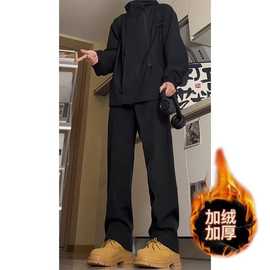 春秋加长版休闲直筒裤机能裤高个子运动裤男生黑色冲锋裤防风裤潮