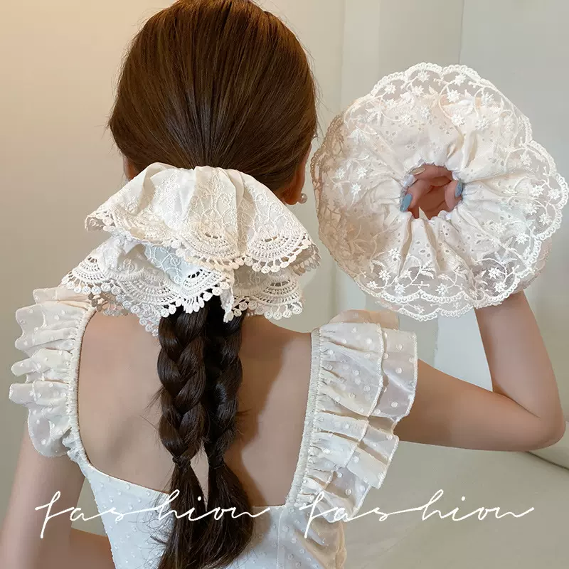 蕾丝花边超大号大肠发圈女马尾扎发头饰双层头绳2026新款发绳头花