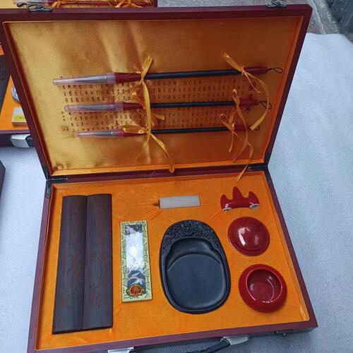 The Four Treasures of the Study: Pen, Ink, Paper, and Inkstone Gift Box Set: Writing Brush, Inkstone, Ruler, Seal, Ink Pad, Ink Strip, Gift Set