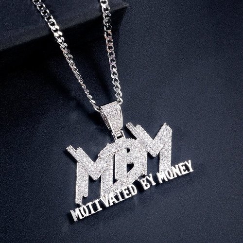 AliExpress: New European & American Style Micro-Inlaid Zircon MBM Pendant, Dual-Color Electroplated Zircon Necklace—Unisex Hip-Hop Style