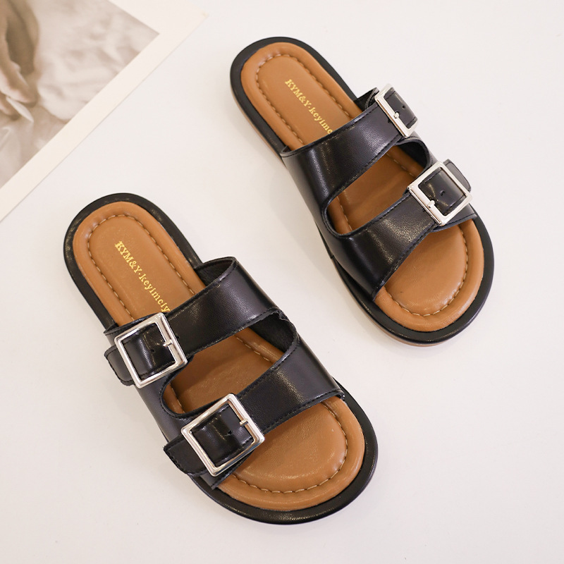 Comfortabel en elegant eenbenige woordgesp lente zomer nieuwe fabriek directe levering Taizhou mode zachte zolen sandalen pantoffels_voghion.com