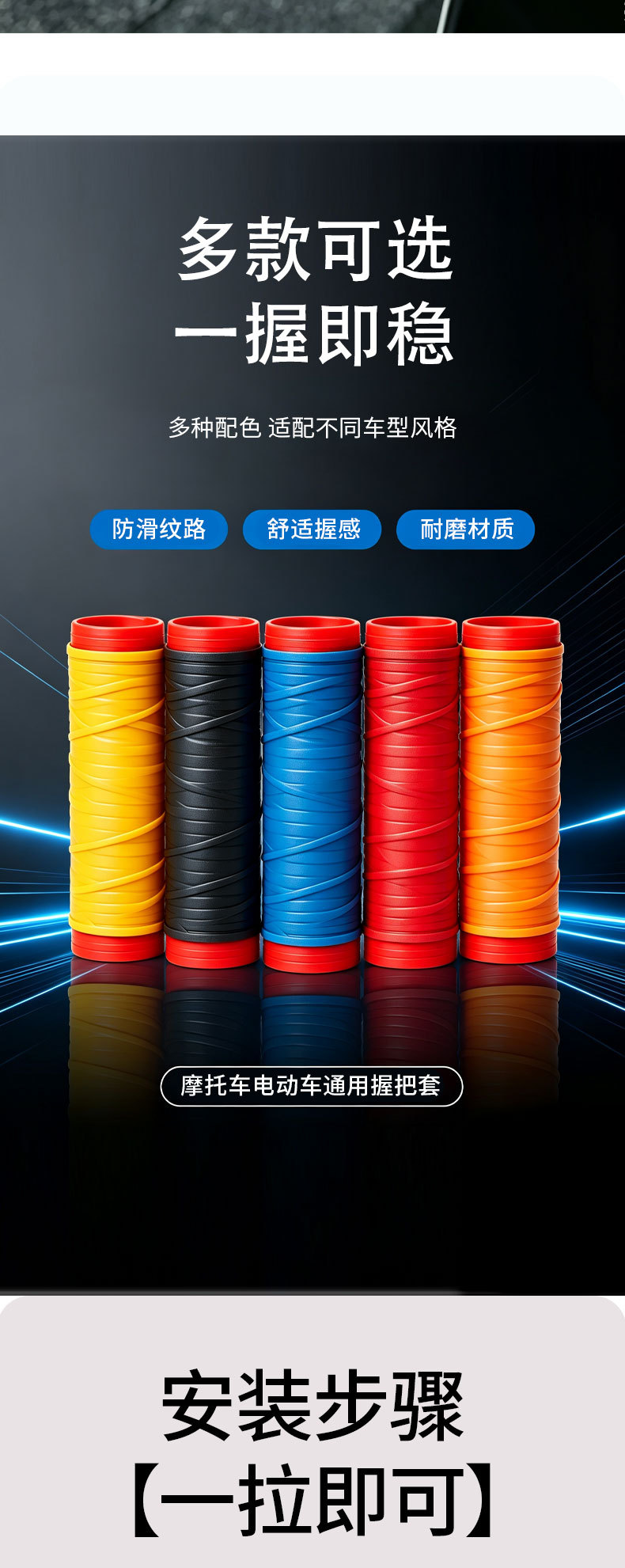 Universal Silicone Handlebar Covers for Electric Vehicles, Soft, Non-Slip, Shock-Absorbing, Wear-Resistant, Brake Handlebar Covers for Motorcycles
