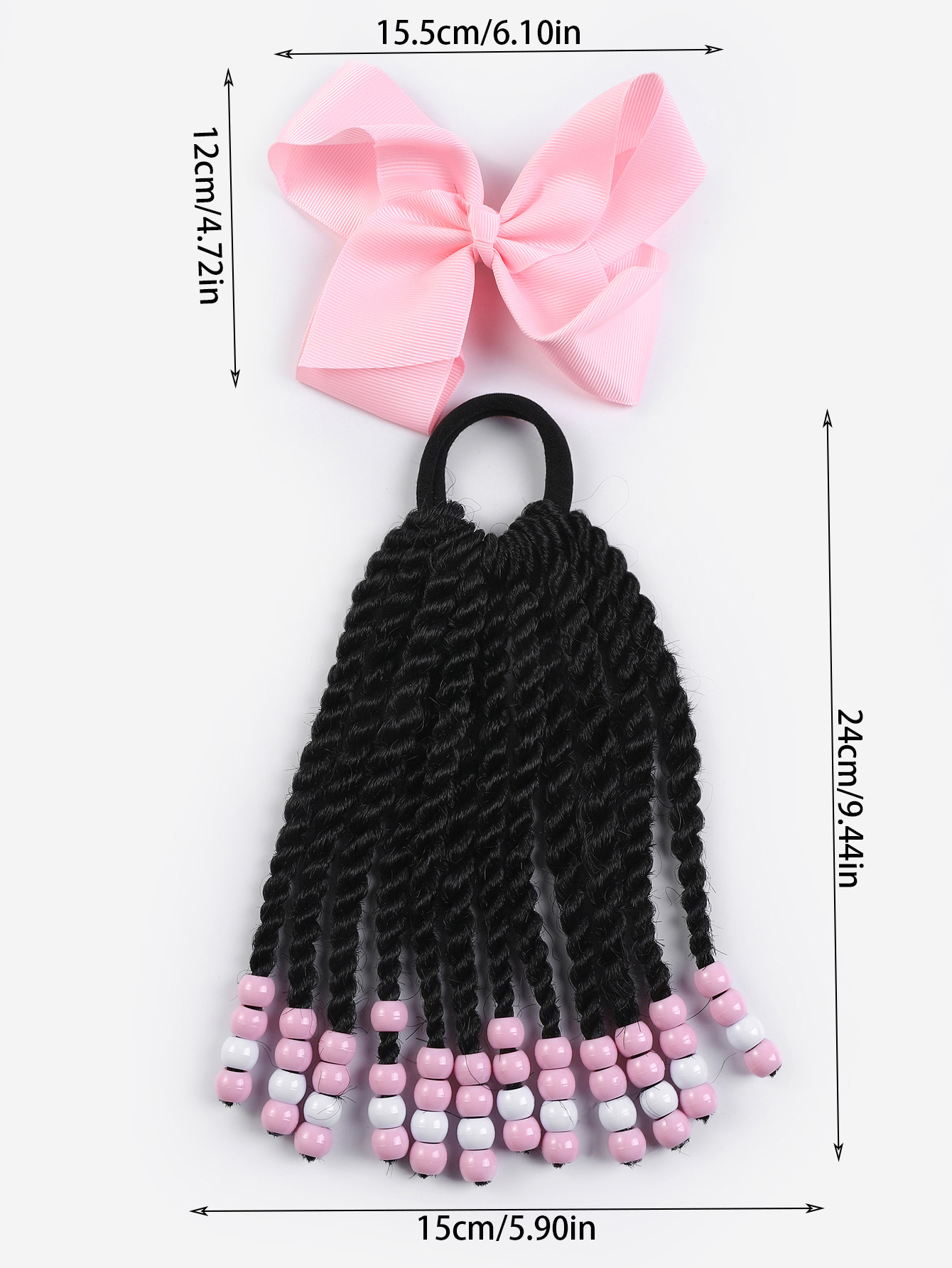 Punto trenza sucia con cuentas lazo para niños peluca de cola de caballo beaded ponytail para niños