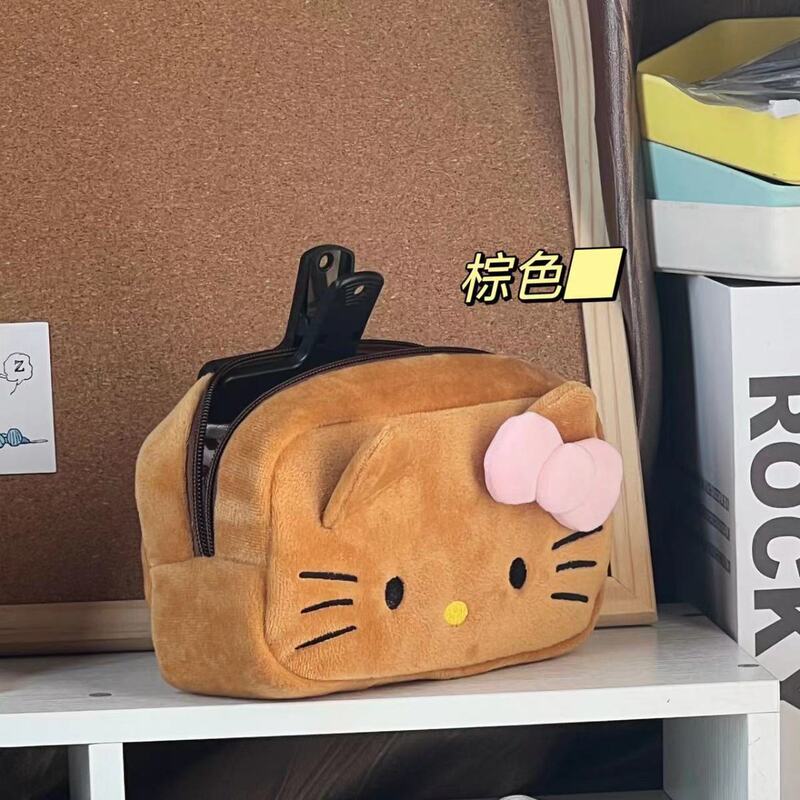 新しいかわいいぬいぐるみ猫ins風筆袋高颜値日系アニメ大容量学生文房具収納袋|undefined