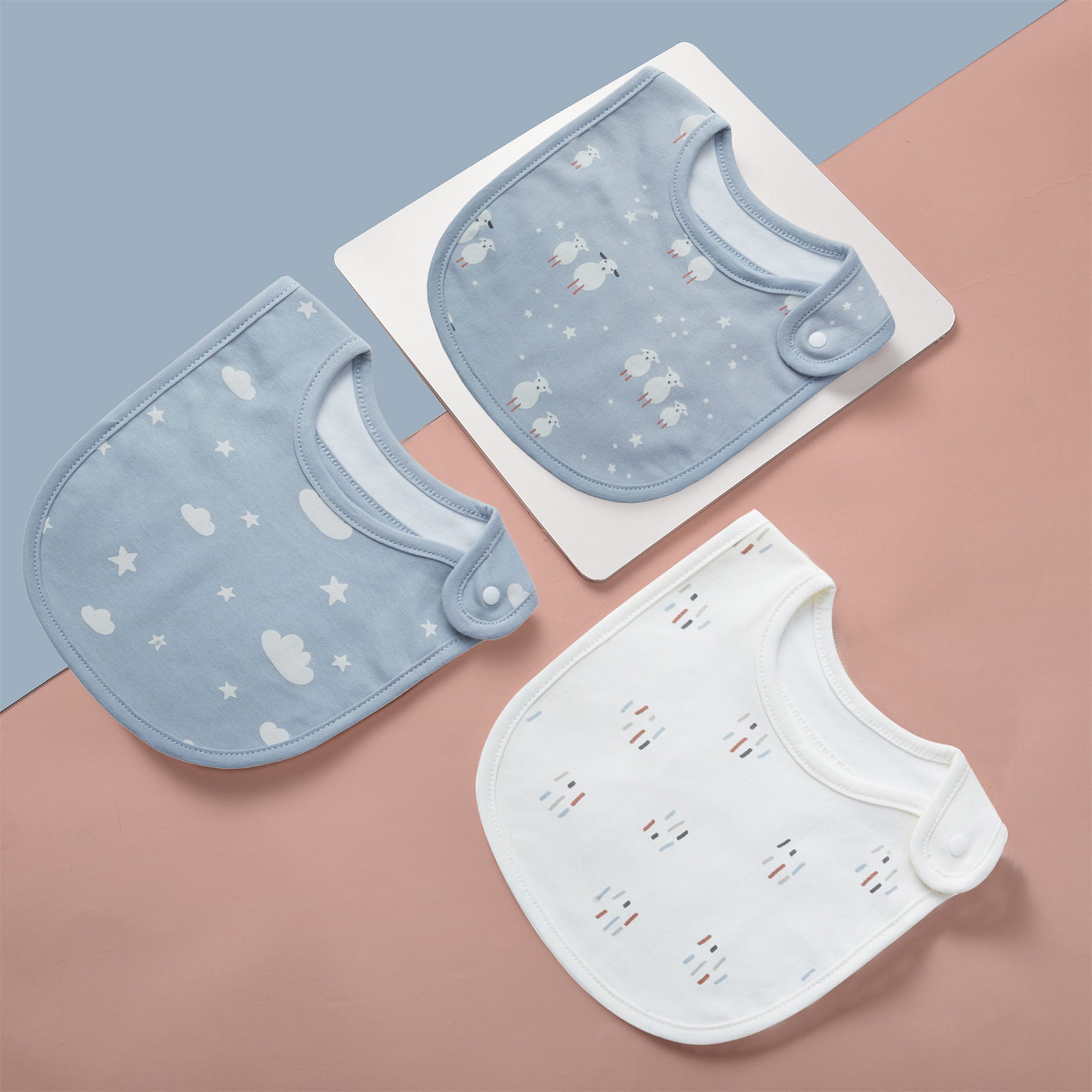 3 paquetes de algodón de dibujos animados para bebés delbanco impermeable delbanco delbanco del bebé delbanco del recién nacido toallas de saliva de botón transfronterizas