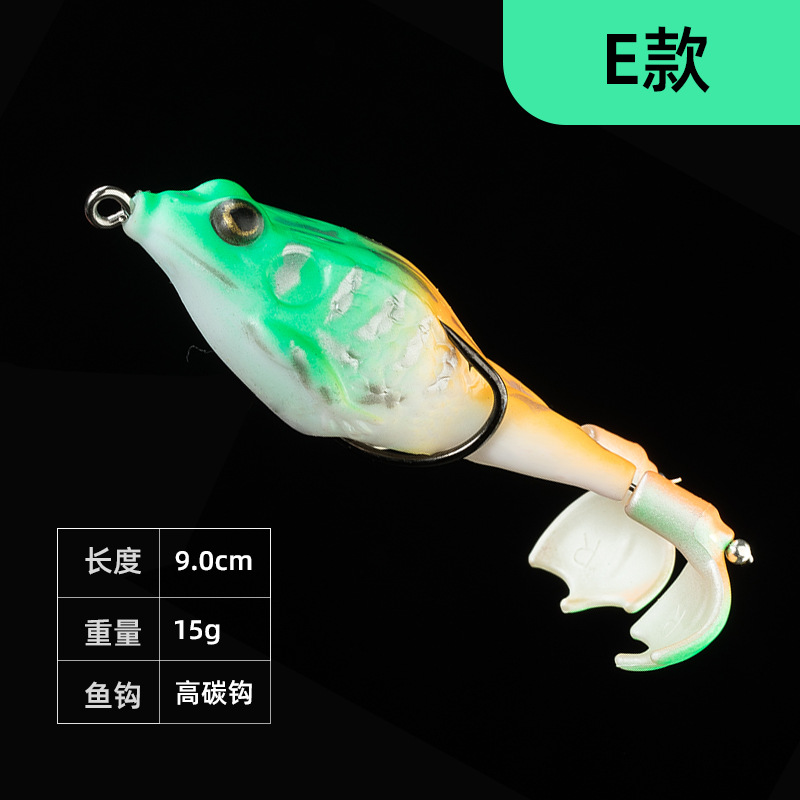 Cruzar la frontera biónica Lei Rana giratoria de agua tractor de superficie de acero de alto carbono doble gancho 9cm13g Luya cebo falso cebo suave