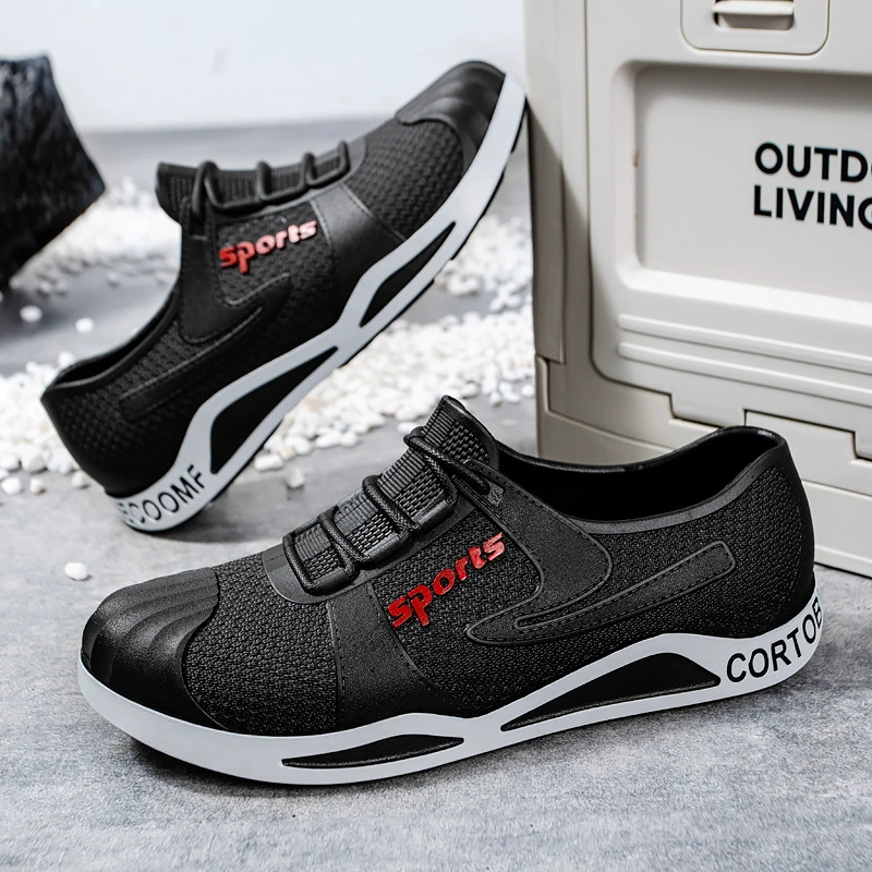 Низкоуровневая дождевая обувь водная обувь мужская работа на открытом воздухе плоская подошва легкая водонепроницаемая обувь для взрослых неглубокая резиновая обувь обувь короткая трубка мужская