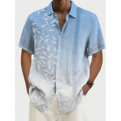 Summer Men's Fashion Trend Hawaiian Short Sleeve Shirt Shimmering Gradient 3D Digital Printing Shirt