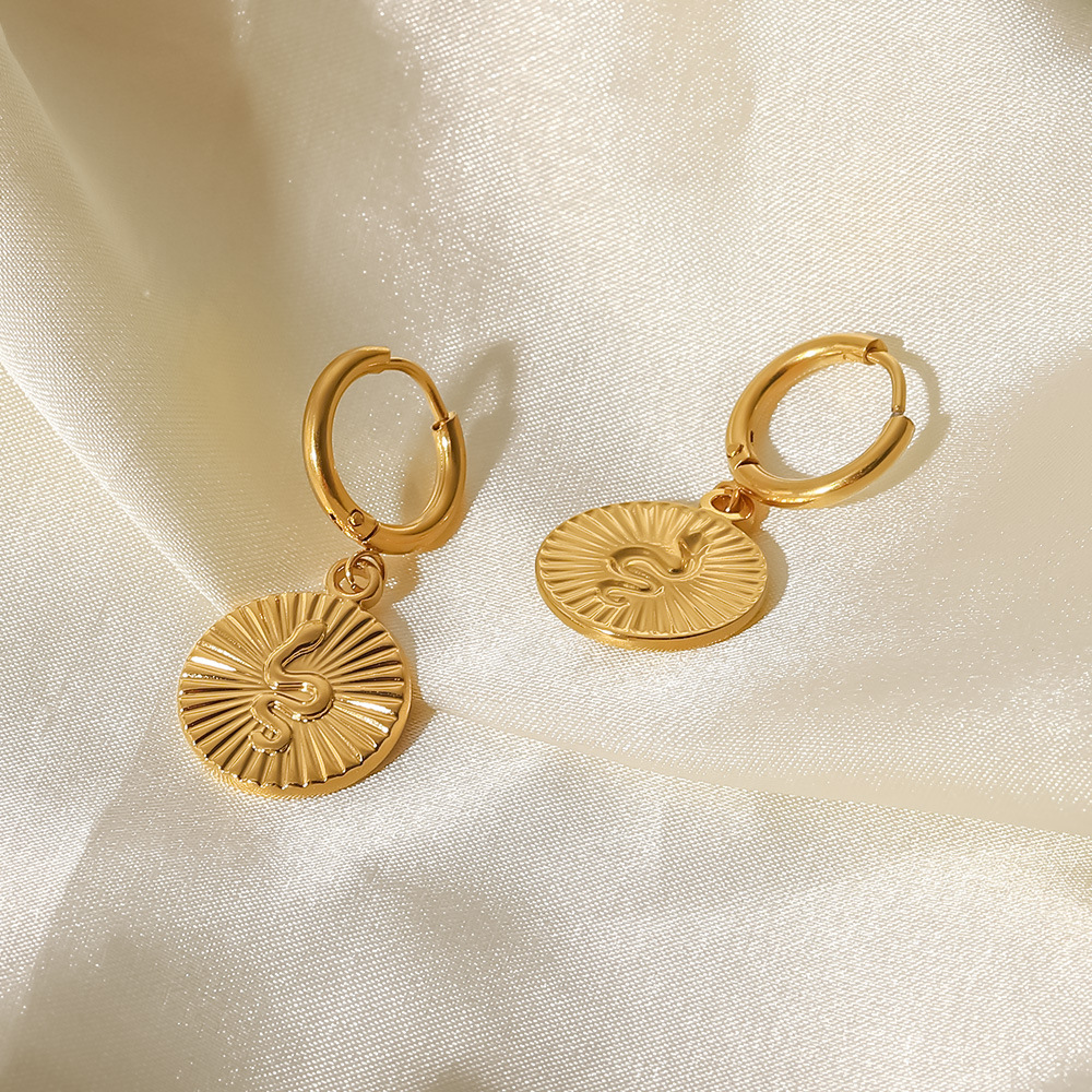 Casual Snake Stainless Steel Drop Earrings Gold Plated Stainless Steel Earrings