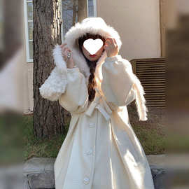 高级感保暖加厚毛呢外套2025冬季新款甜美小个子显瘦毛领呢子大衣