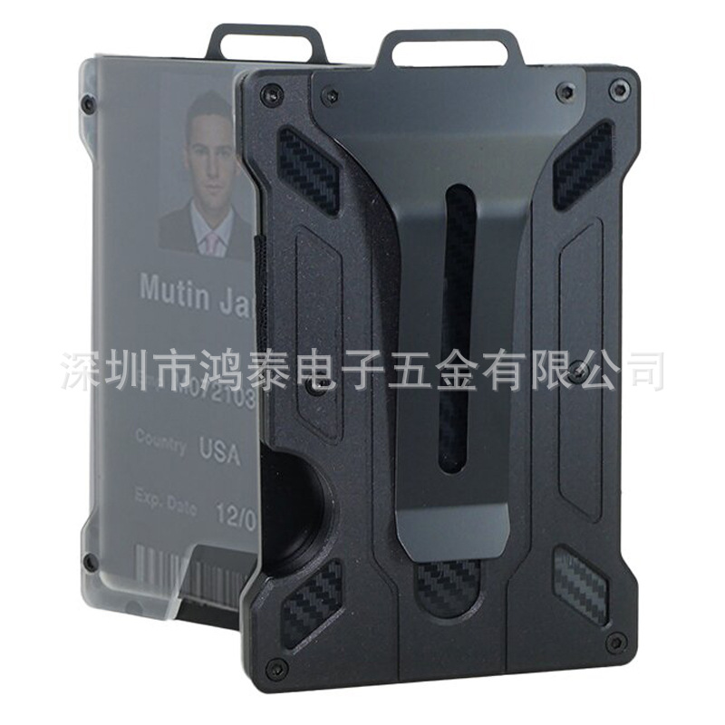 Amazon nuevo titular de la tarjeta de aleación de aluminio transparente insignia RFID metal billetera titular de la tarjeta de trabajo con la posición de la insignia