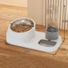 Gray upgraded stainless steel bowl丨Food bowl heightened, water and grain separation