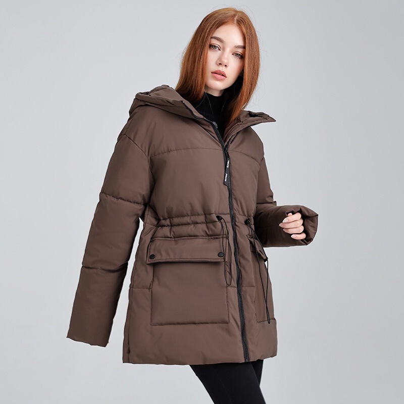 外贸中长款羽绒棉服女2025冬季新款工装韩版宽松连帽面包服棉衣|undefined