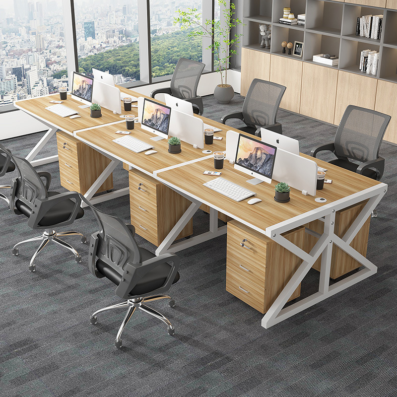 Four-seat office desk and chair modern staff double combination computer desk wholesale six-seat writing desk with screen
