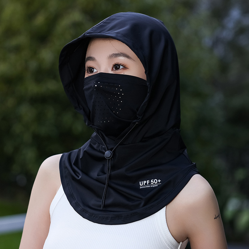 防晒面罩女夏季全脸2025新款冰丝防紫外线开车骑行护颈一体防晒帽|undefined