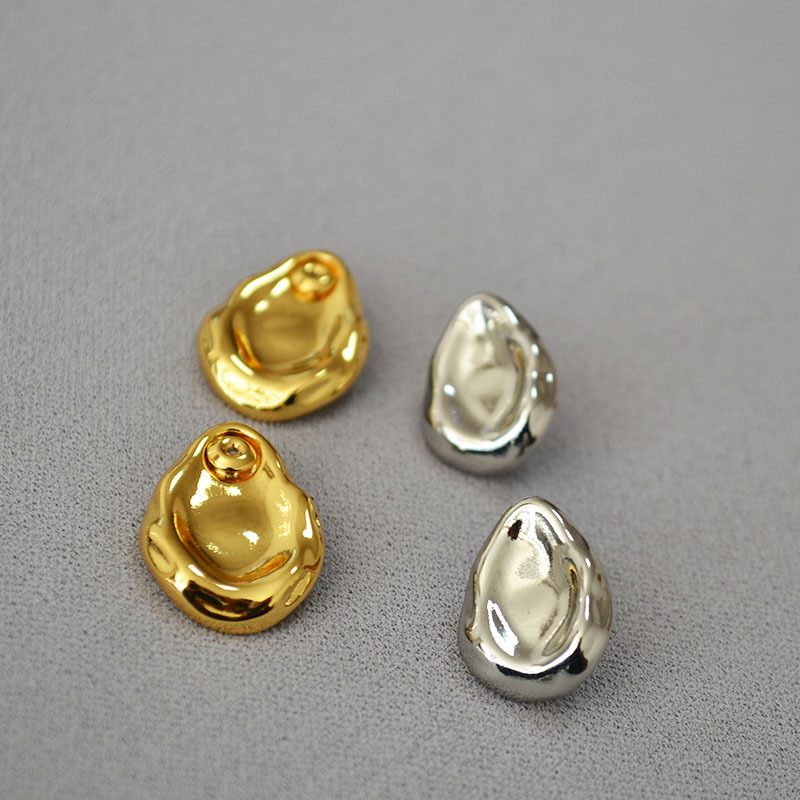Polished Finish 1 Pair Streetwear Water Droplets Heart Shape Mixed Metal Plating Brass Ear Studs