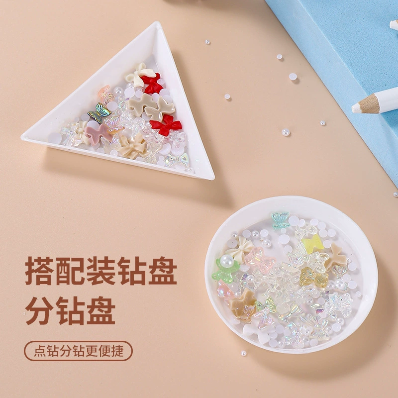 Пластиковая сверлильный диск-подбуровая тарелка ППЖ, буровая тарелка, буровая тарелка, бурильная тарелка, страз белый треугольный диск, диаметр диска 6 см