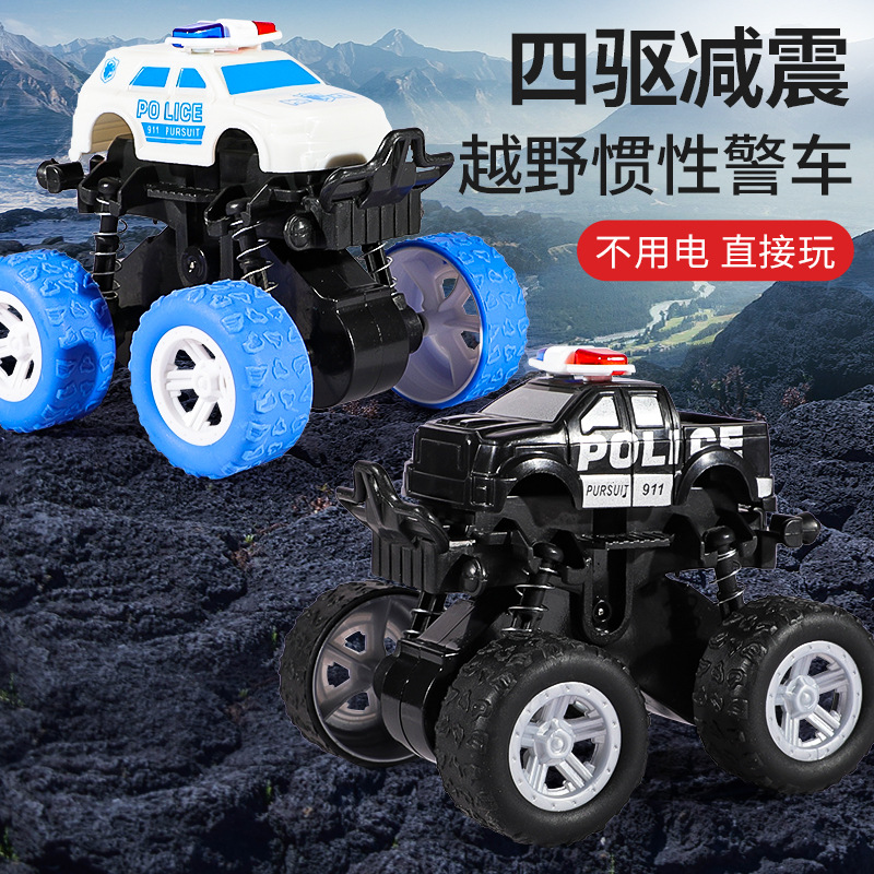 Children's Artificial Fall-resistant Off-road Police Car Inertial Boy Toy Inertia Four-wheel Drive Off-road Police Car Toy Stall Wholesale