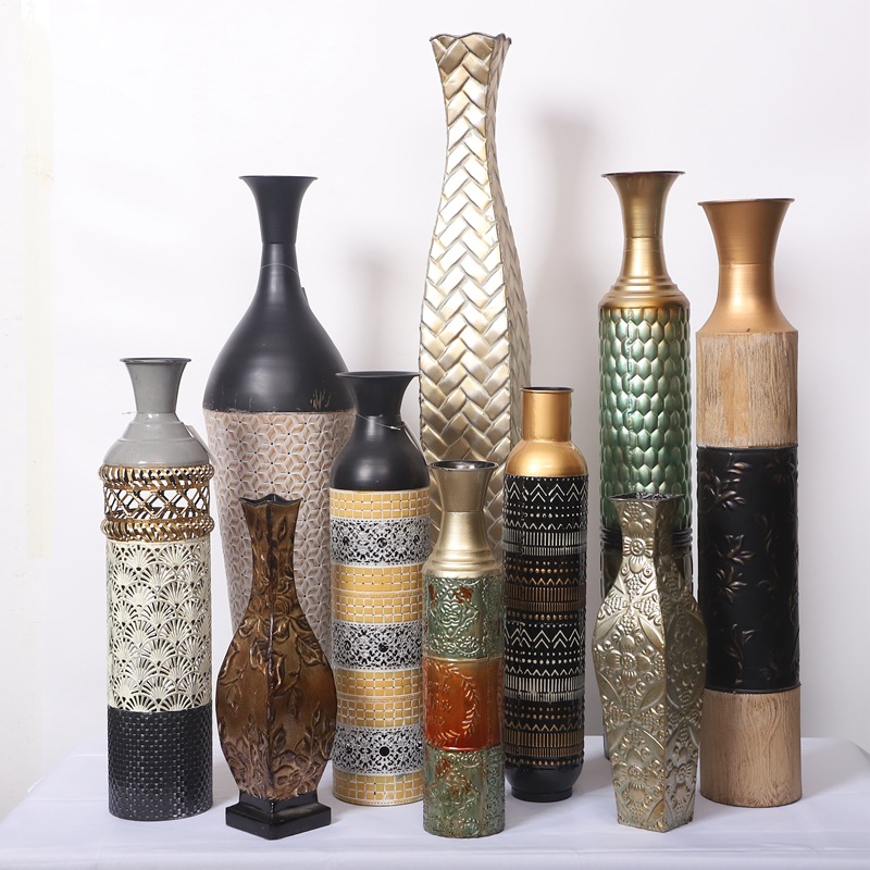 Gupin large collection-export samples American style home soft accessories ornaments retro iron embossed vase