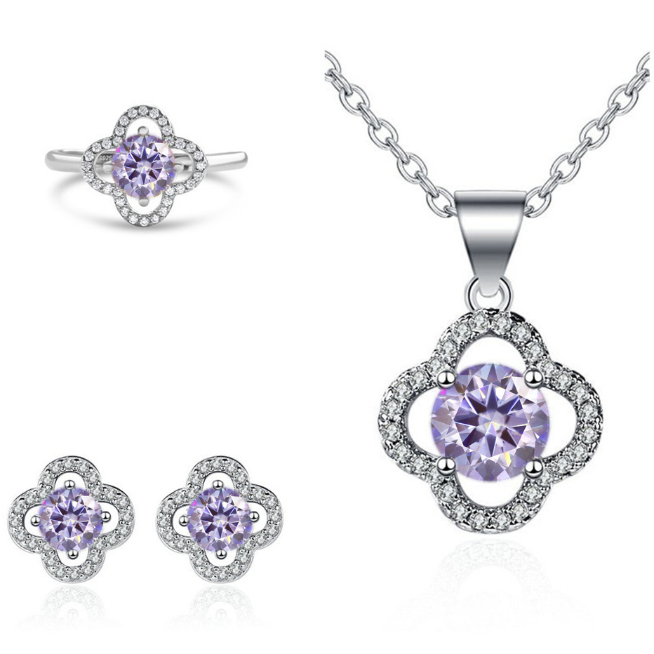 Moissanite tetrahedral pendientes de plata esterlina S925 pendientes collar conjunto de anillo con certificado GRA especialización transfronteriza