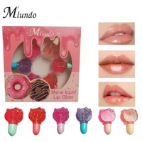 Трансграничное масло для губ Mlundo Donut, прозрачное и увлажняющее масло для губ, водный блестящий зеркальный эссенционный масляный блеск для губ