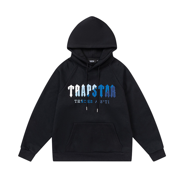 Trapstarタオル刺繍とベルベットの帽子付きガードルのジッパー付きズボンのカジュアルセット|undefined