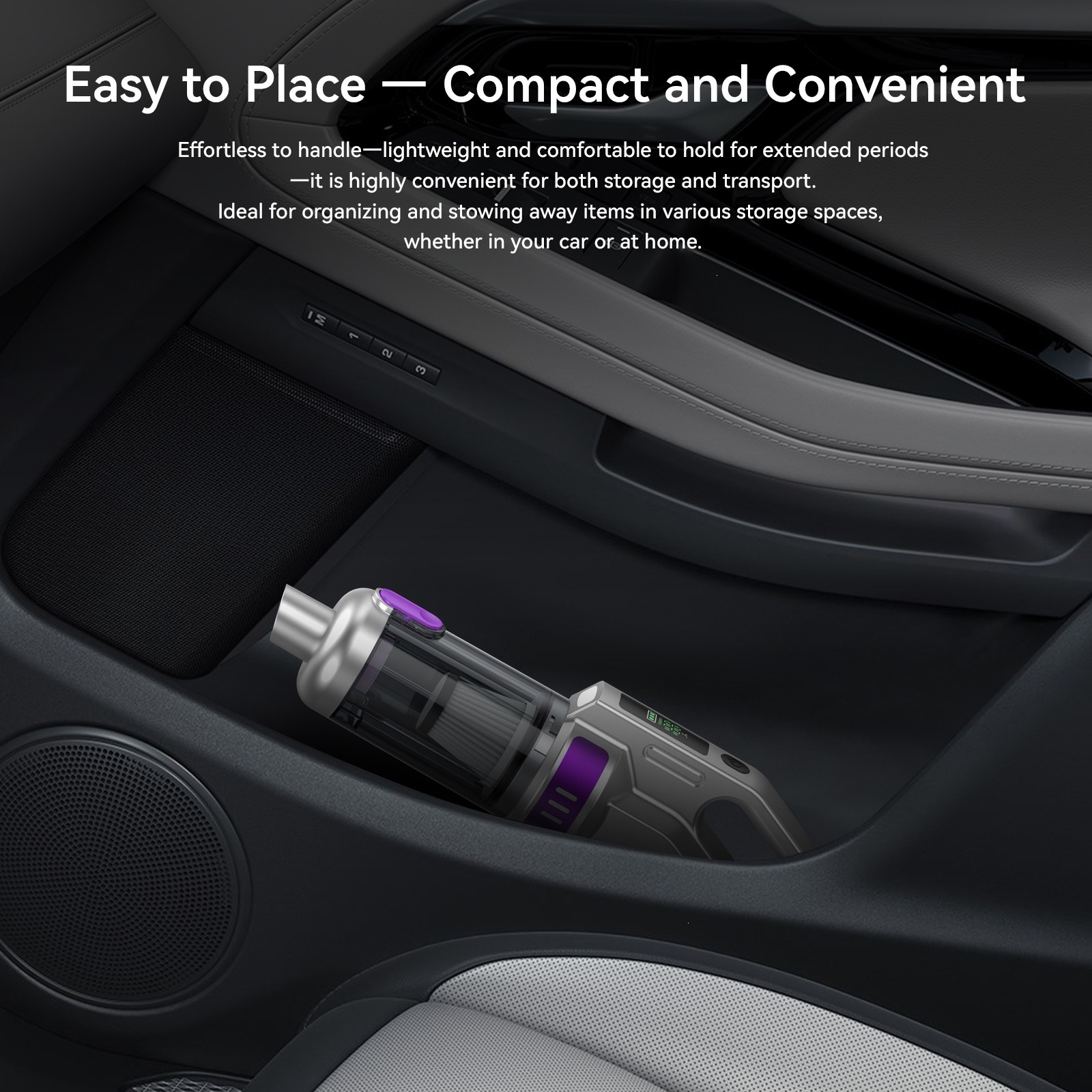 Car-mounted wireless vacuum cleaner, handheld portable digital display floor mop, multifunctional dust-absorbing and air-blowing device for home and car use