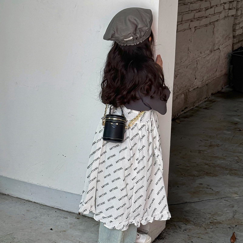 Bolso de hombro para niños y niñas de estilo coreano, estilo occidental, mini bolso de cubo redondo para niños, nuevo bolso para niños de cadena de comercio exterior