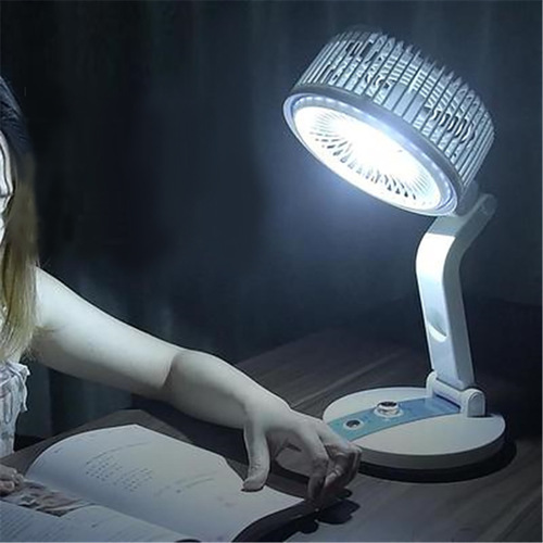 New style table lamp folding student dormitory office small electric fan with light USB charging plug dual-purpose wall-mounted desktop fan