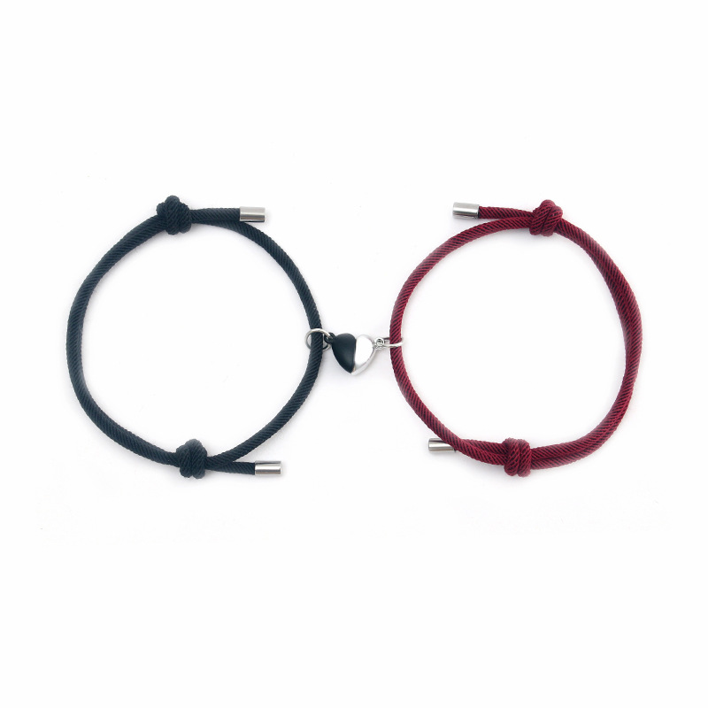 Simple Style Heart Alloy Rope Braid Couple Bracelets display picture 15