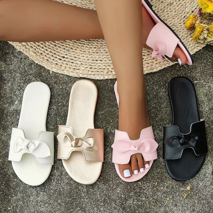 European and American large size women's shoes 2024 new women's outer wear flat flat hollow sandals women's slippers women's foreign trade shoes_voghion.com