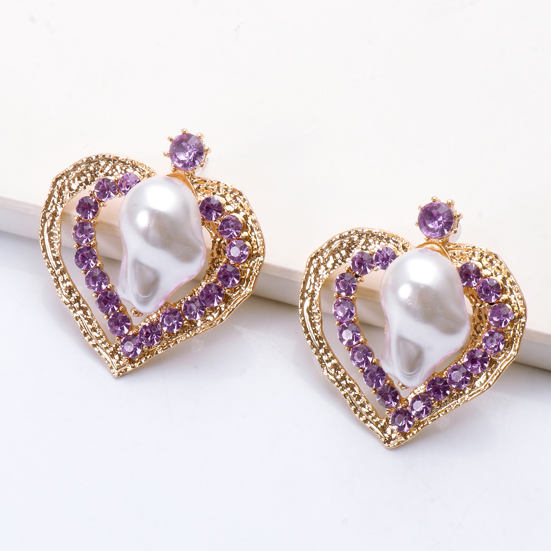 fashion purple diamond heartshaped earringspicture8