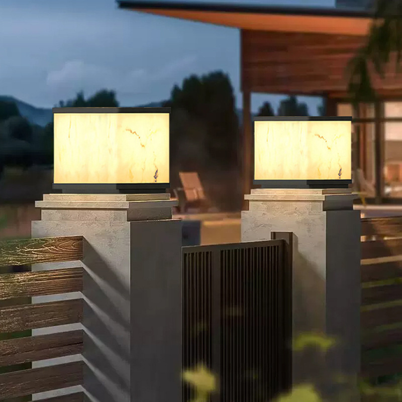 Solar Pillar lamp outdoor garden lamp imitation marble gate wall lamp villa garden pillar door pillar lamp in stock