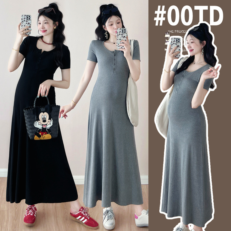 In-Stock Real Photos Plus-Size Trendy Maternity Summer Dress Korean Style Extended Knit Maternity Dress Suitable for Breastfeeding In-Stock Real Photos Plus-Size Trendy Maternity Summer Dress Korean Style Extended Knit Maternity Dress Suitable for Breastfeeding